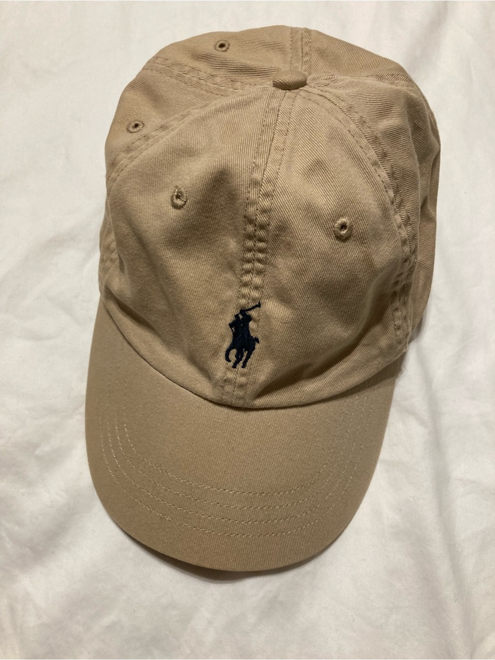 Polo by Ralph Lauren Khaki Baseball Cap with Navy Pony